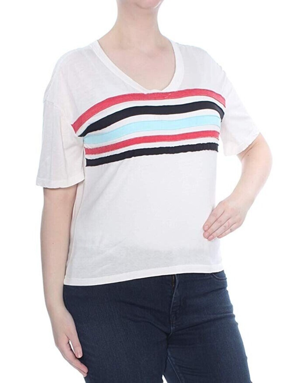 Ultra Flirt By Ikeddi Juniors Striped Football T-Shirt Size M